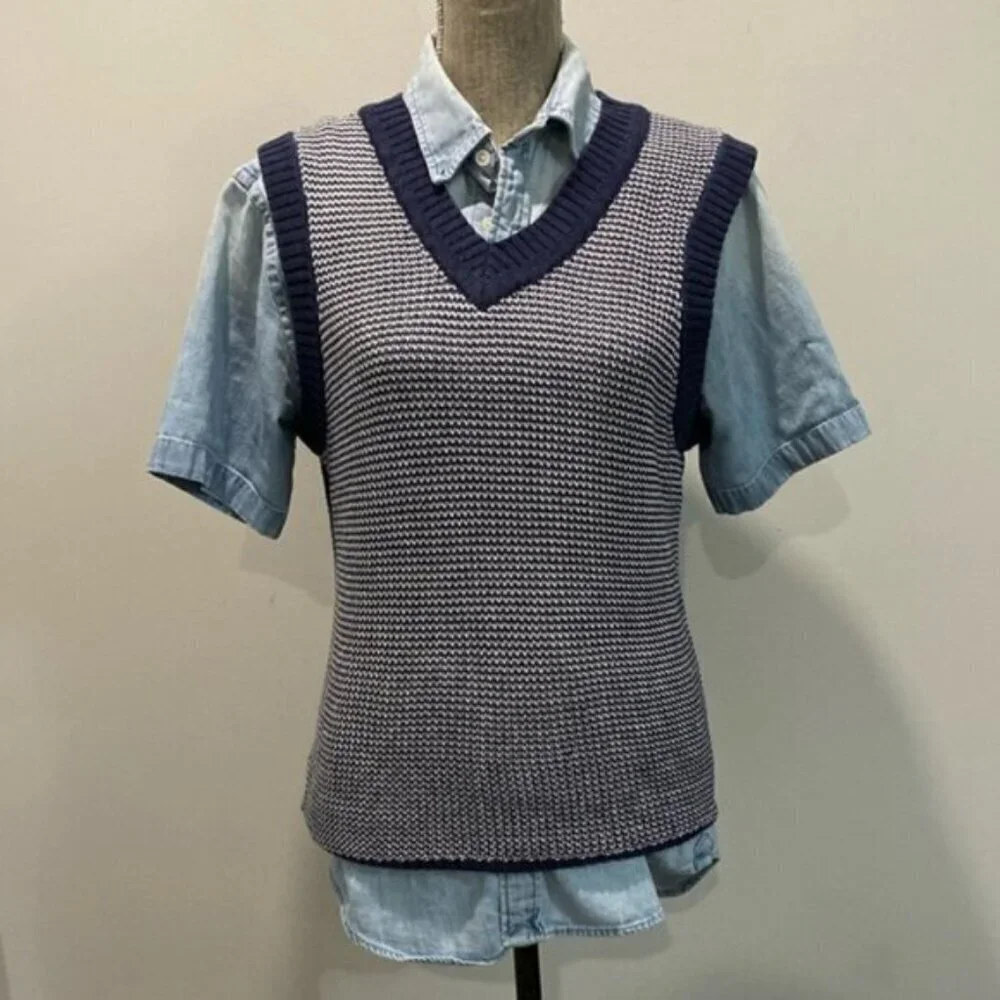 TRONATA Blue Knit Sweater Vest - Picture 5 of 15